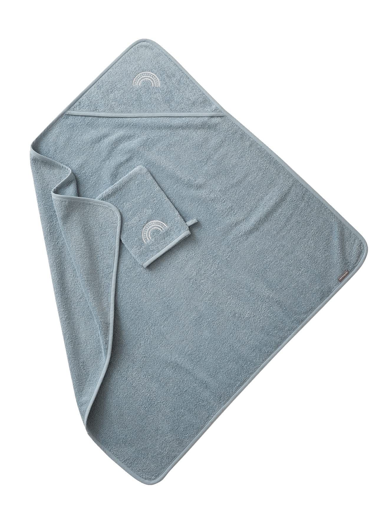 VERTBAUDET Cape de Bain + Gant de Toilette Bleu Moyen 80X80