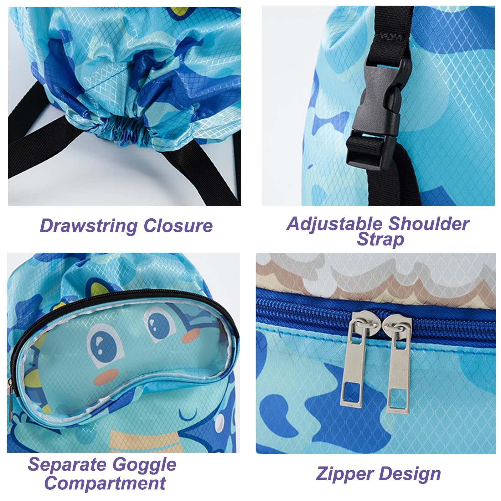 KASESSS Swimming Bags for Kids Waterproof Drawstring Gym Bag - Image 3
