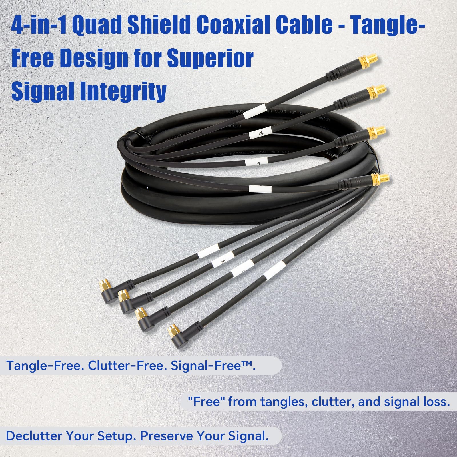 Quad-195 Câble d'extension SMA mâle 90 vers SMA femelle 6,1 m