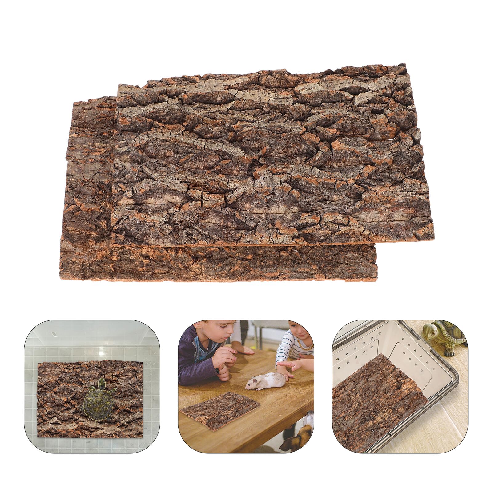 Corteza De Corcho para Terrarios, 2 Unidades 100 x 50 Cm, Superficie Resistente para Reptiles como Lagartos y Serpientes, Adecuada para Ambientes Interiores