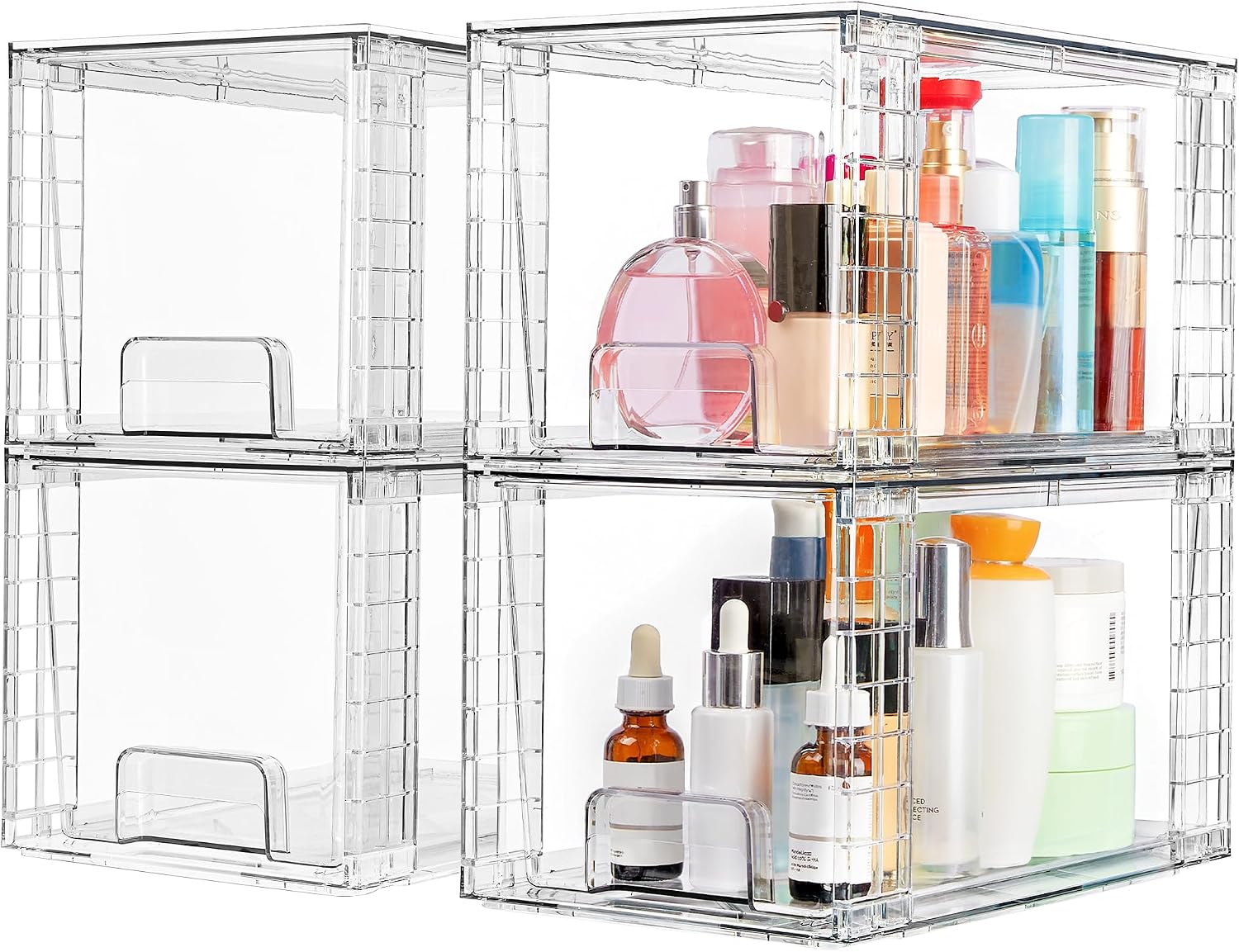 Vtopmart 4-Pack Large Stackable Storage Drawers Acrylic