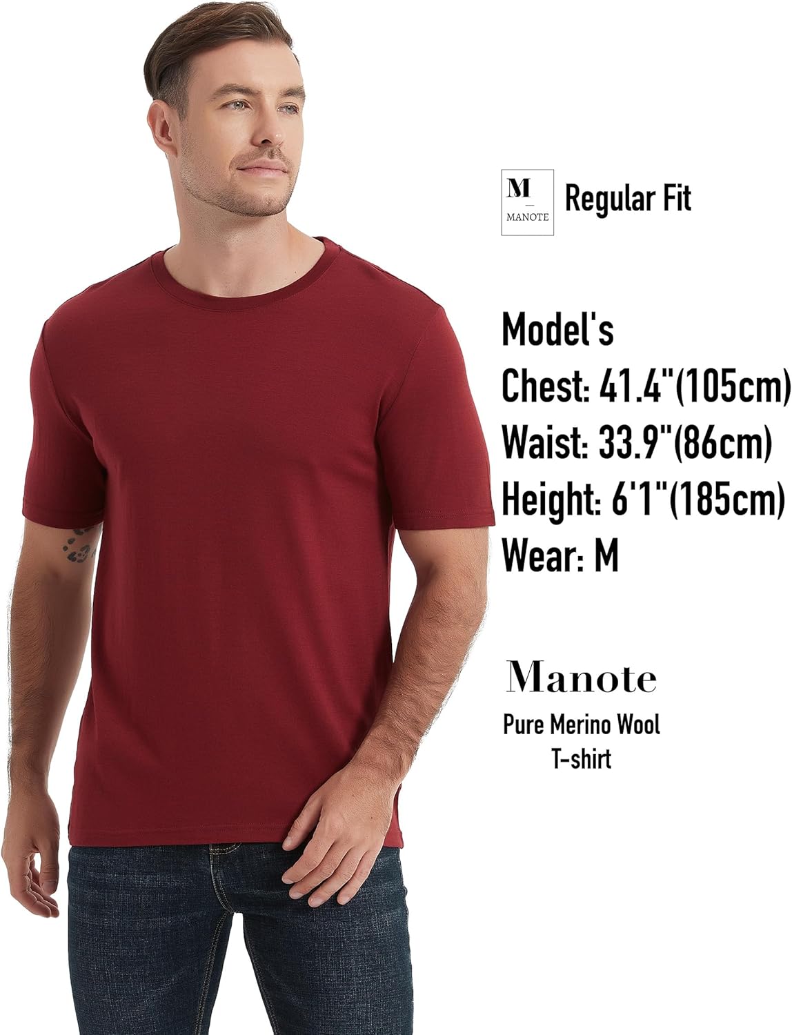 100% Merino Wool T Shirts for Men, Short Sleeve Lightweight Crew Undershirt, No-Odor Base Layer for Hiking Travel - Image 6