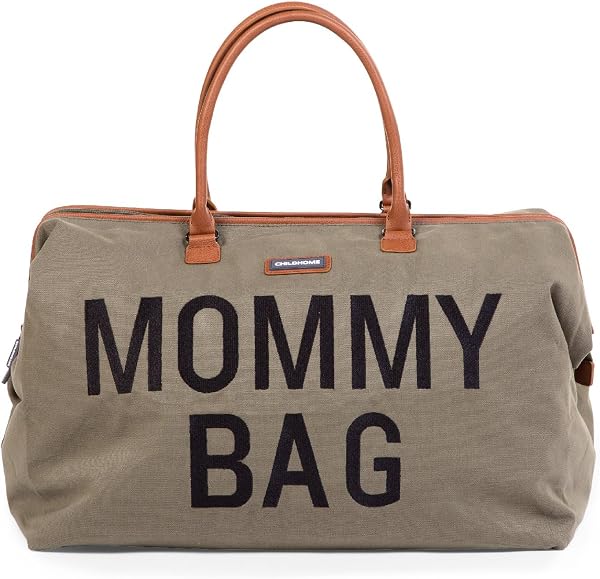 CHILDHOME, Mommy Bag, Borsa per il cambio, Maternità, Borsa da viaggio, Grande capacità, Fasciatoio, Tracolla regolabile, Compartimenti, Tasca isolata, Passaggio valigia, kaki - 1
