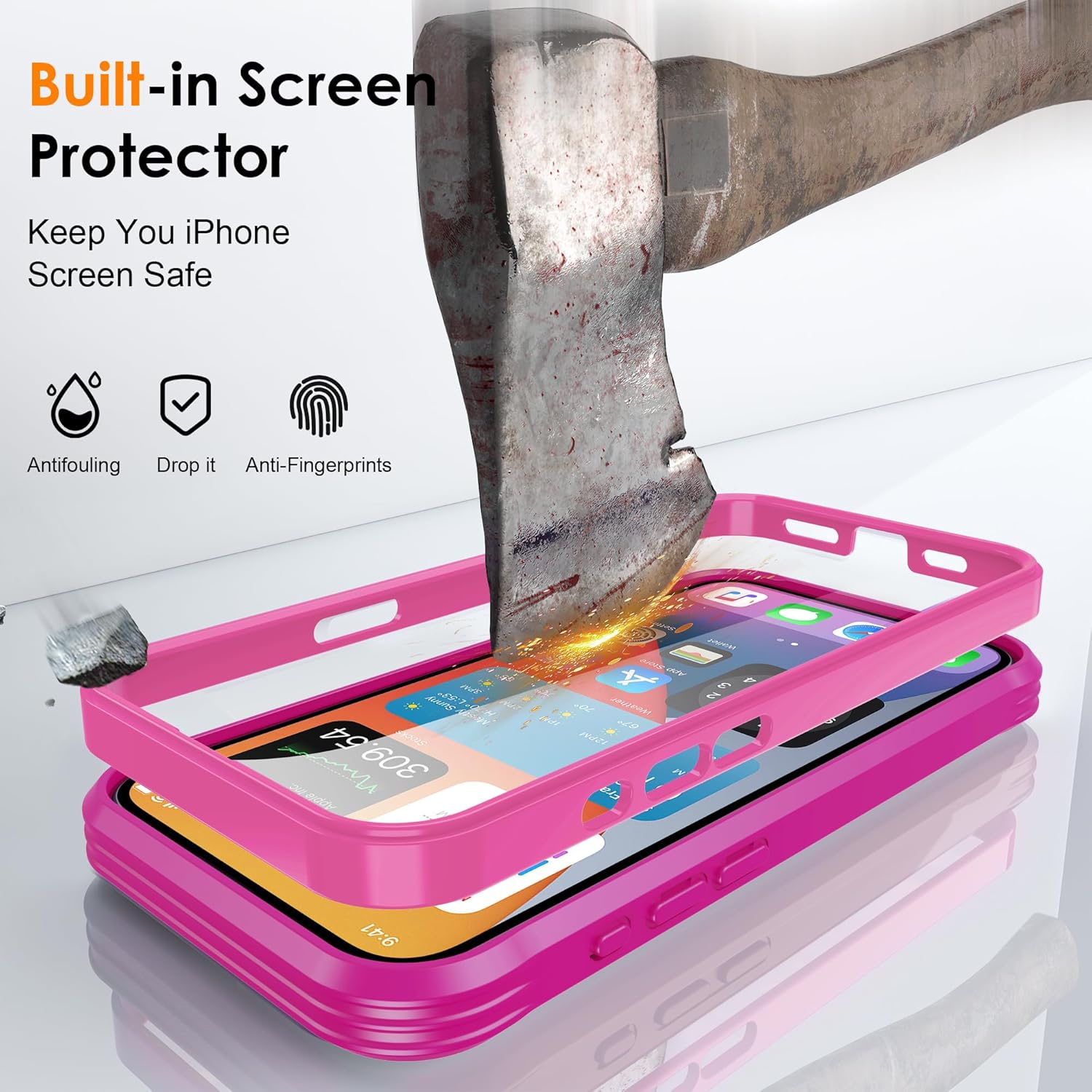 for iPhone 16 Case with Invisible Magnetic Stand, Compatible with Mag-Safe Translucent Matte with Built-in Screen Protector, Shockproof Protective Phone Case for Women Men, Rose