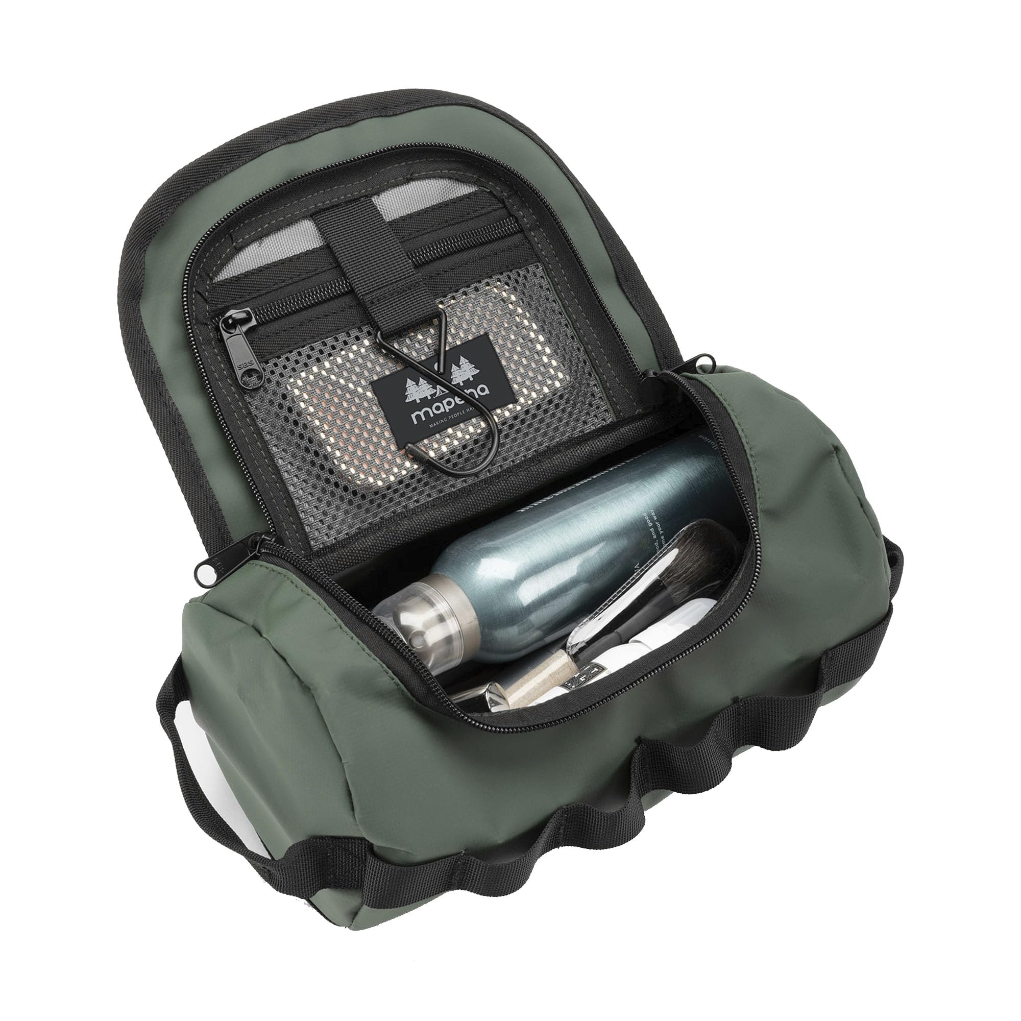 Neceser para Hombre, Neceser Maquillaje Grande para Mujer, Estuche de Viaje con Cremallera, Organizador de Baño y de Viaje, Bolsa de Aseo Impermeable, Mediano, 6L, Verde