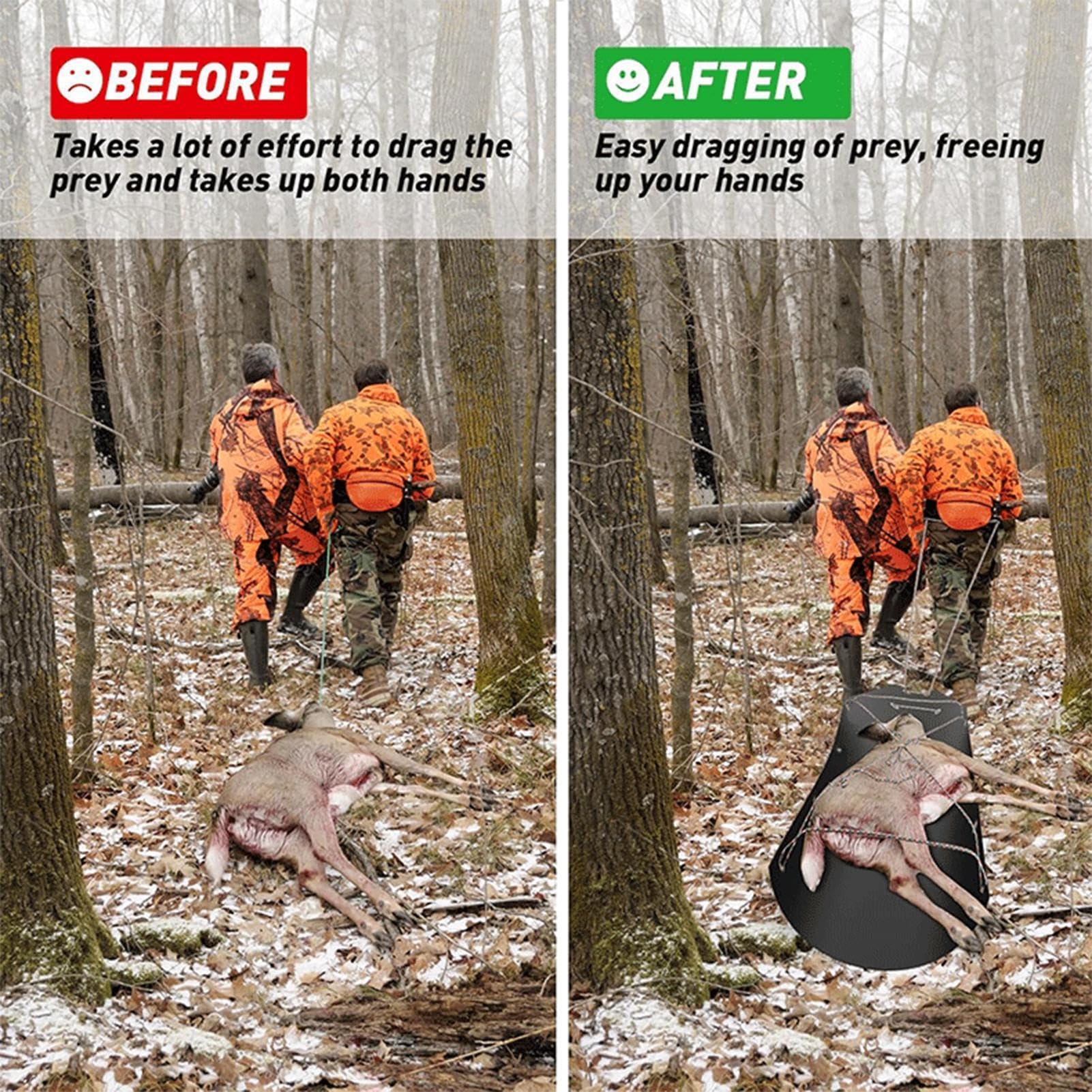 Deer Drag Sled, Deer Cart Game Hauler | Heavy Duty Dead Utility Slitta per | il trasporto di forniture di pesca, legna da ardere, caccia all' , attrezzatura da pesca e