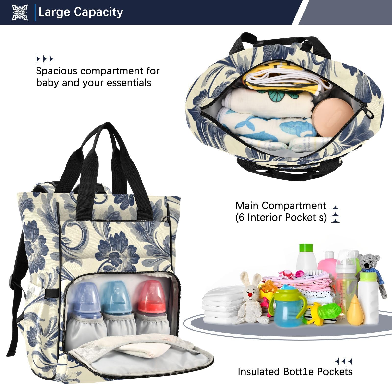 Baby Bags For Mama Elegante Retro Motivo Floreale