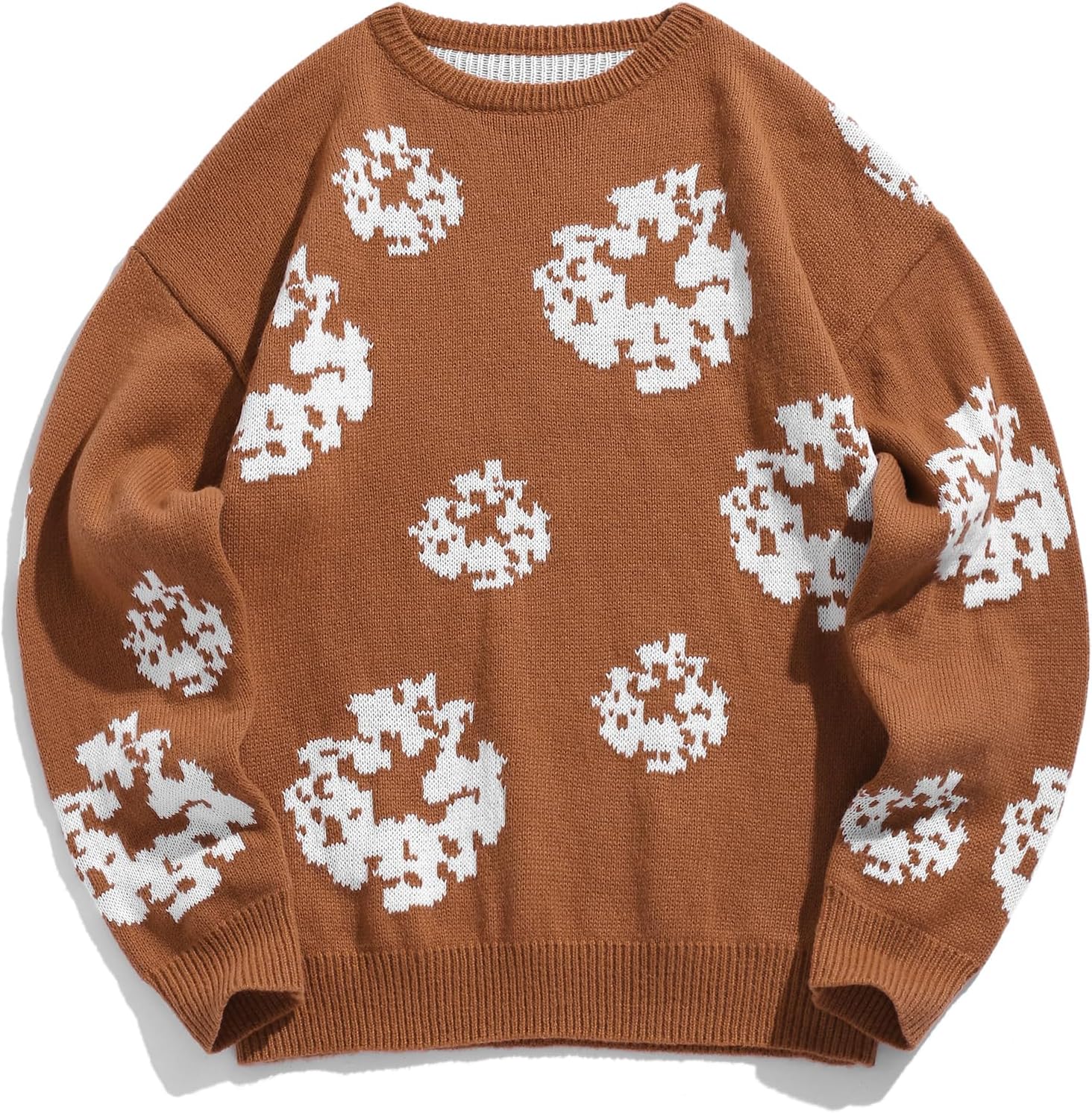 ZAFUL Oversized Mens Sweater Graphic Casual Crewneck Pullover for Y2K Vintage Streetwear Long Sleeve Aesthetic Knitwear