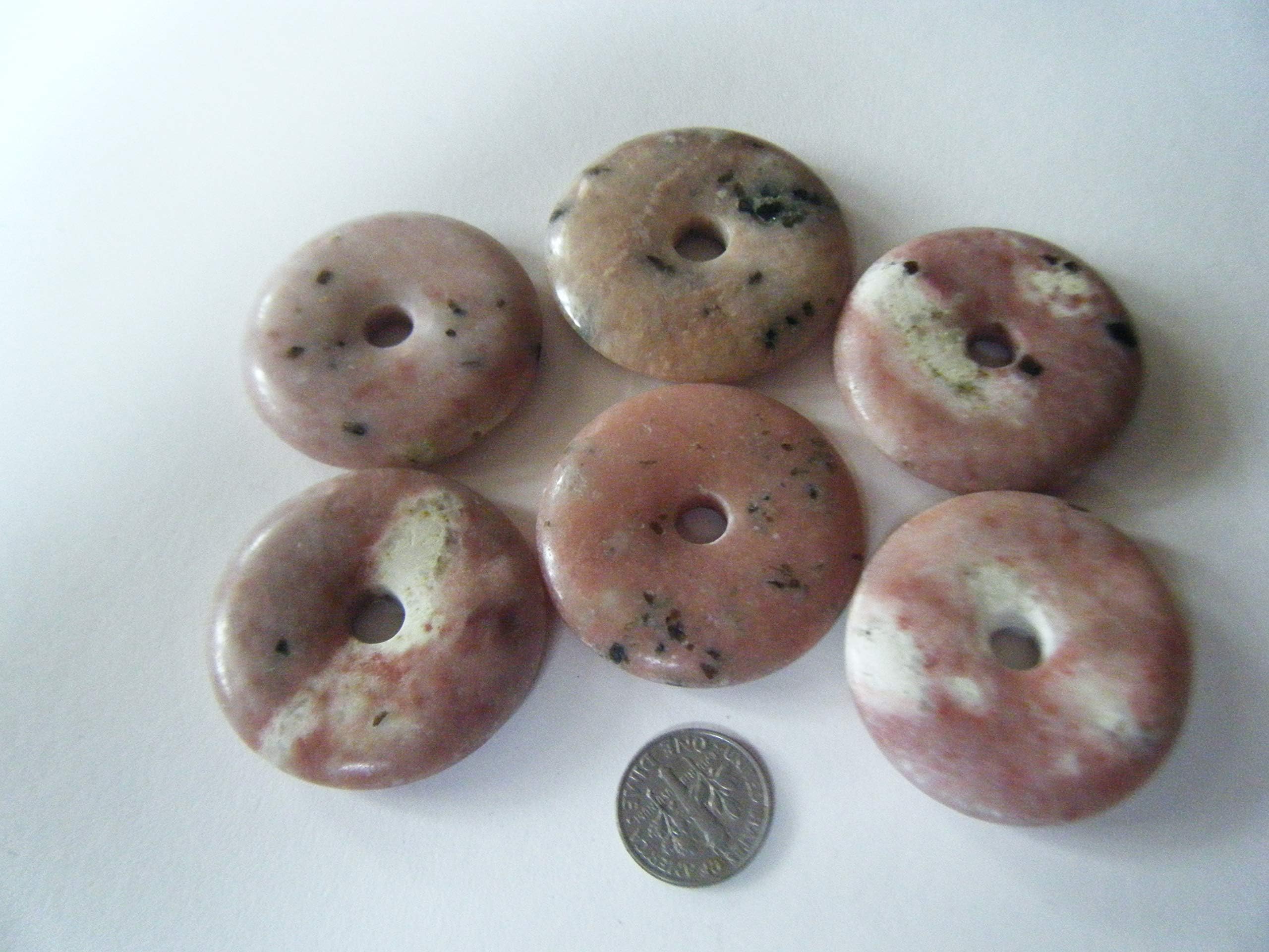 ViciBeads Unsiex Pendant,Lepidolite Gemstone Donut Pendant - 40mm + Faux Leather Adjustable Cord + GIFT BAG