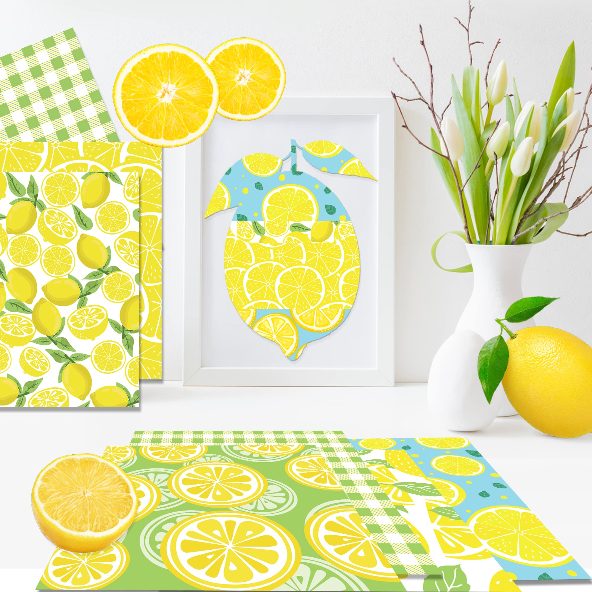 OXYLIPO 24Pcs Hawaii Lemon Scrapbook Paper Pad, Hawaiian Yellow Lemon...