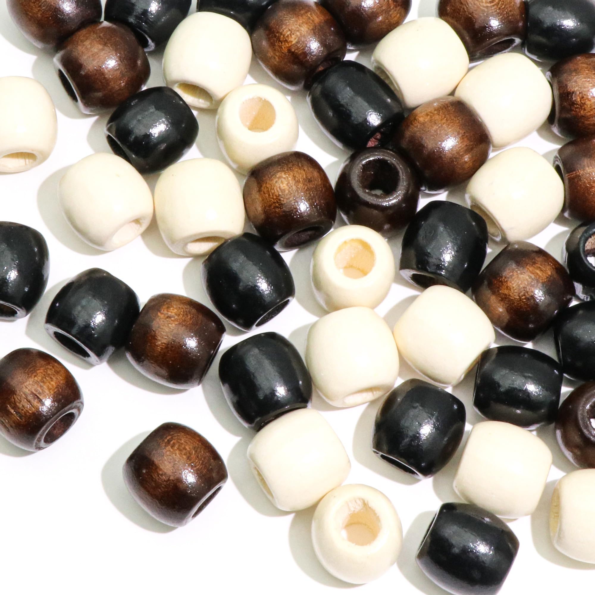 60 cuentas de madera para trenzas, cuentas de tubo largo para cabello, cuentas de madera, accesorios de rastas, cuentas multiforma, decoración del cabello para mujeres y hombres