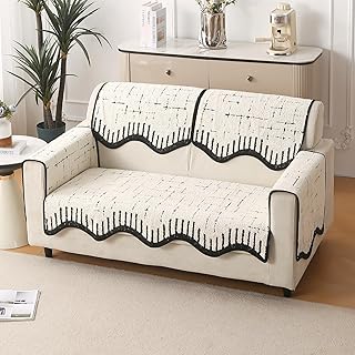 HOKIPO Complete Sofa Cover Set (Seat+Back+Arm) for 2 Seater Sofa | Luxury Supple Soft Wavy Mat with Anti Slip Backing, Of Price In India