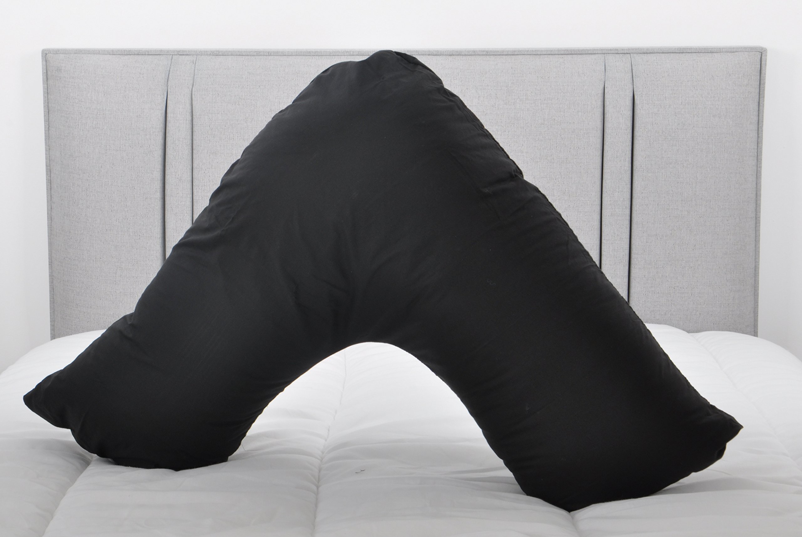 Lancashire Bedding Girls Black Pregnancy Pillow With Cover Premium Orthopaedic V Shape Pillow Hollowfibre Filled Nursing Back & Neck Support Cushion Home Improvement Accesories