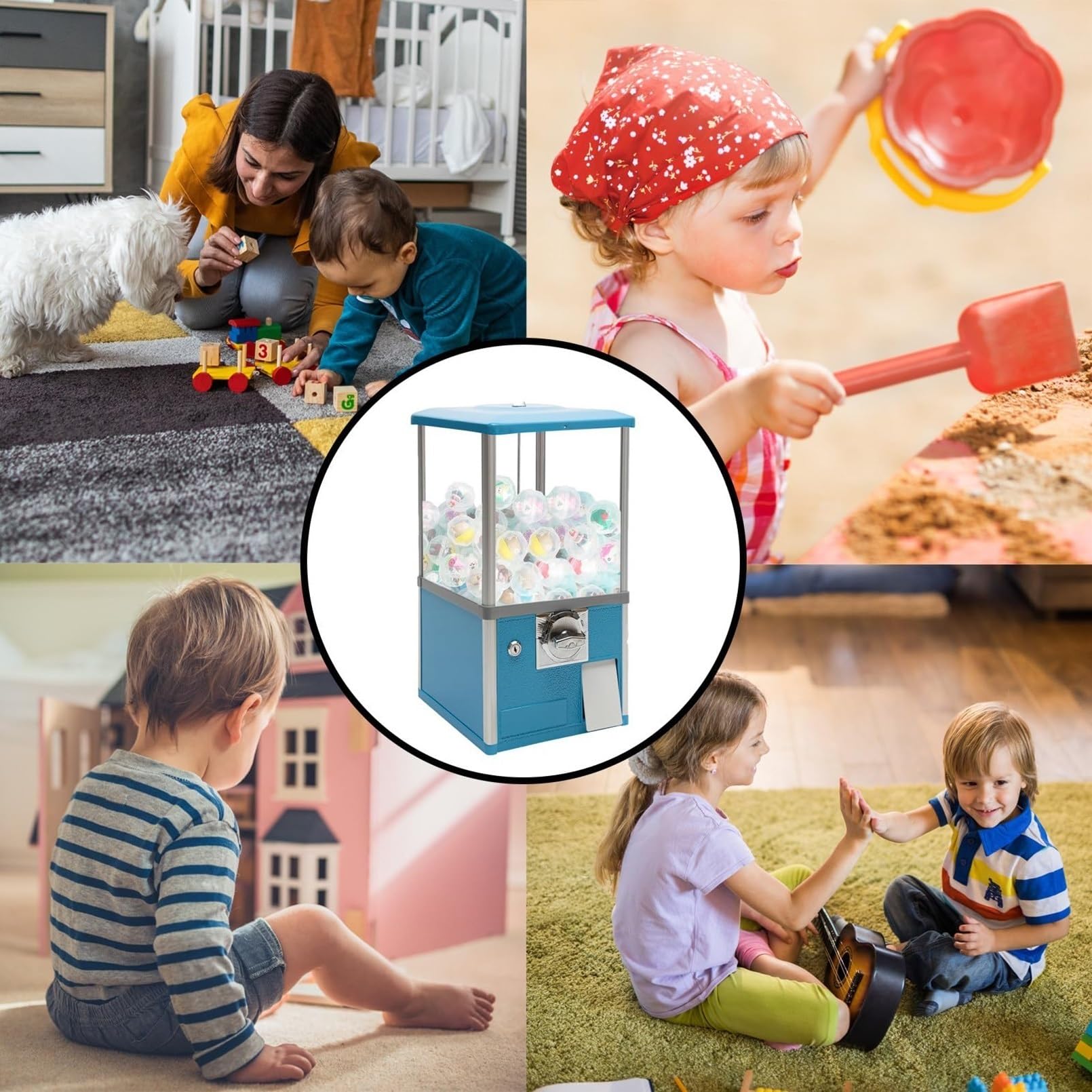 Kaugummiautomat,Großer Bonbon und Kaugummiautomat,Münzbetriebener Süßigkeitenautomat,Automatischer Kapsel Automat für Einzelhandelsgeschäfte,für Kapselspielzeug mit 4,5-5,5 cm Durchmesser(Blue,1 EUR/T