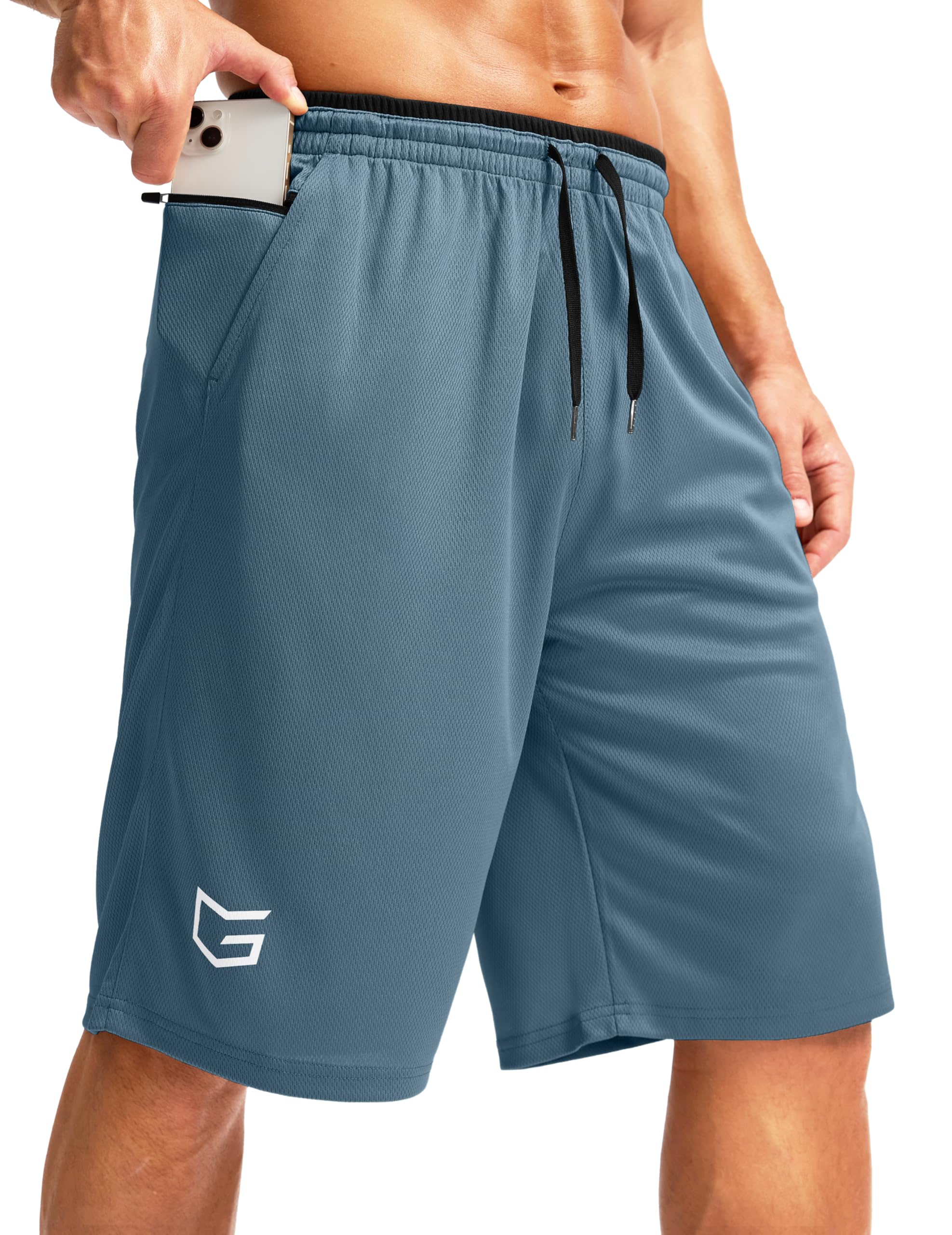G Gradual Mens Long Basketball Shorts with Zipper Pocket 11 Quick Dry Gym Shorts Lightweight Mesh Athletic Shorts