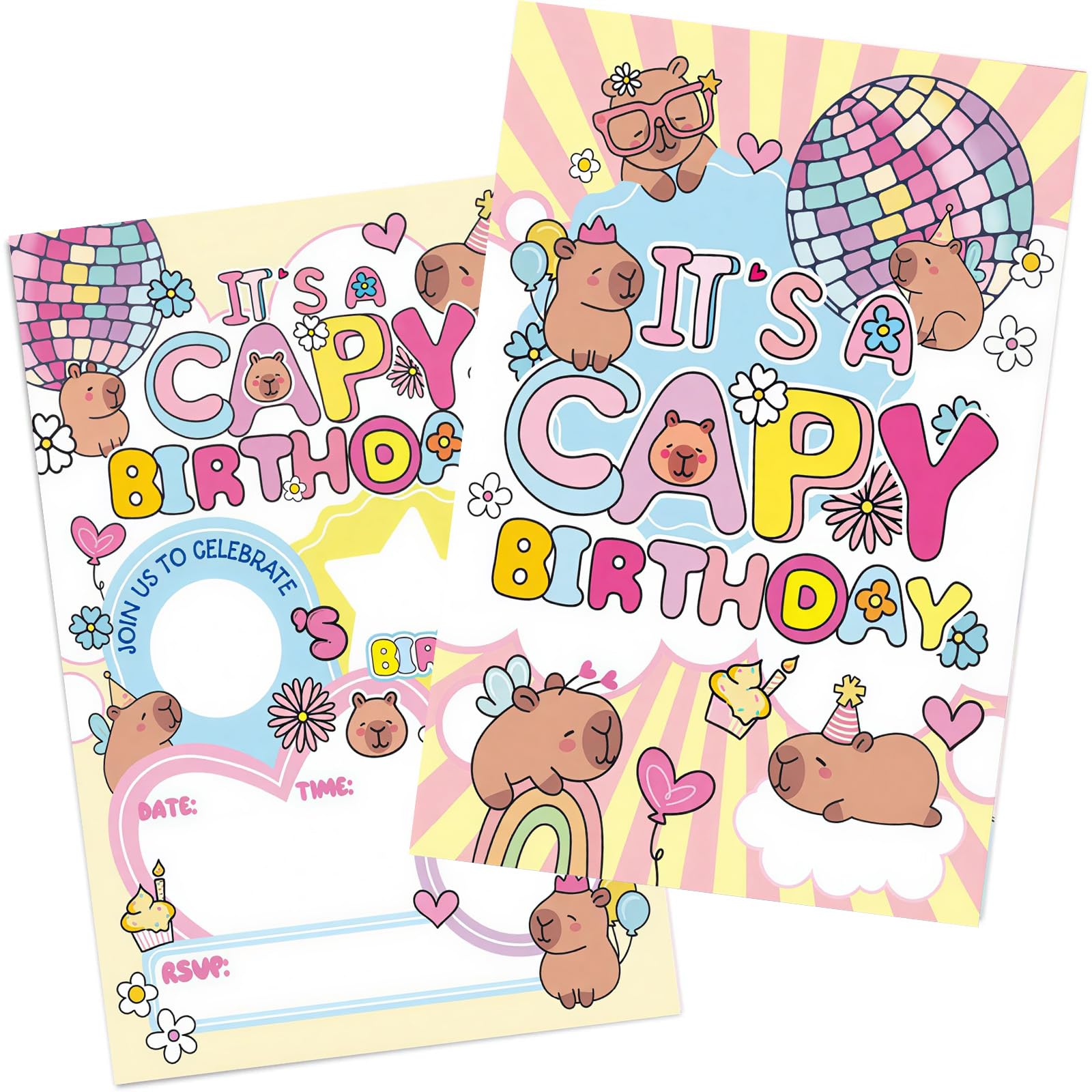 25Pcs Capybara Birthday Card, Elegant Birthday Party Invitations, Cute Birthday Invitation Cards, Invitation Cards for Celebration and Gatherings, Capybara Gifts