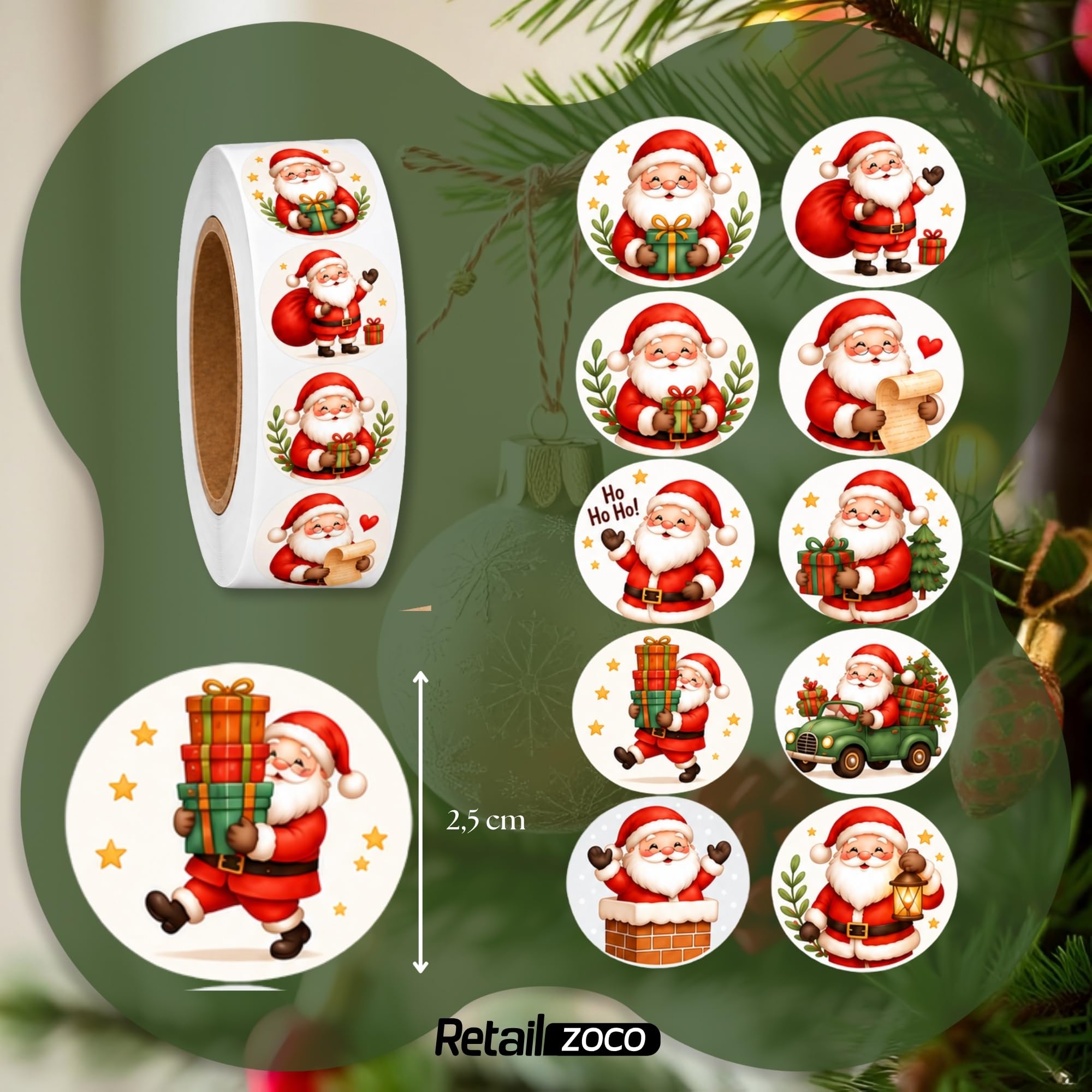 Pegatinas de Papa Noel para Niños, Christmas stickers, 3 Unidades - imagen 4