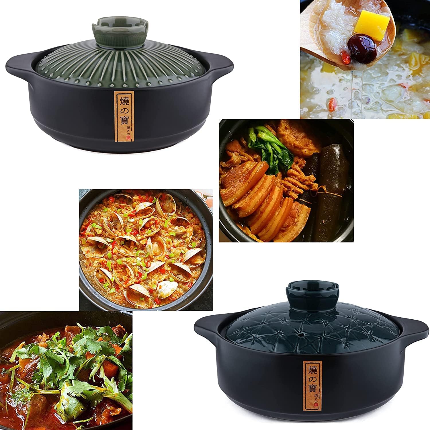 Ceramic Cooking Pot, Clay Pot Cooking, Earthenware Pot, Japanese Donabe, Chinese Ceramic/Casserole/Clay Pot/Earthen Pot Cookware Stew Pot Stockpot with Lid (3L without Steamer)