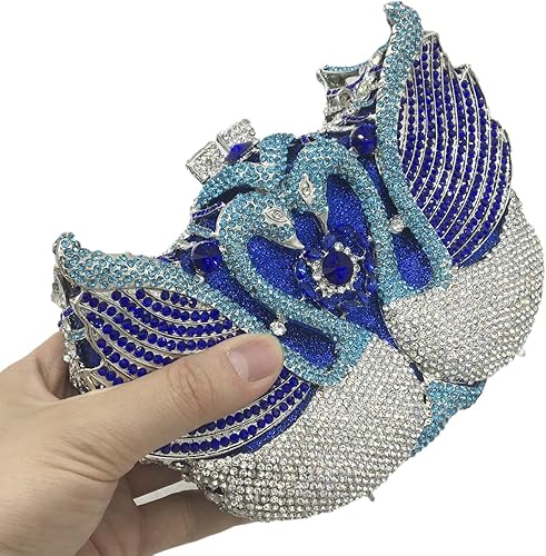Miniatura 8 de Boutique De FGG Bolsos de noche de cristal de embrague de cisne para mujer, para boda, fiesta, cena, diamantes de imitación Minaudiere