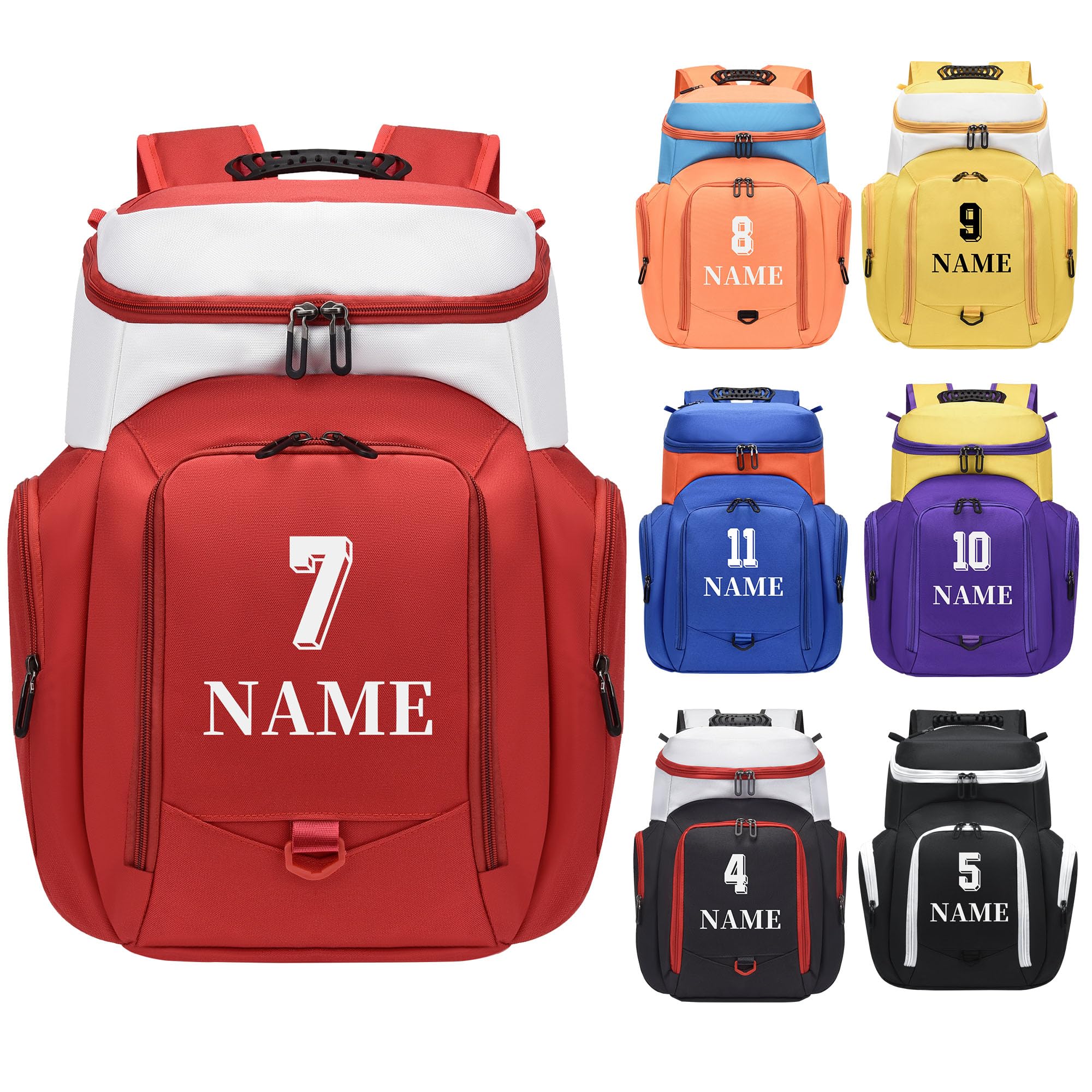 JMGnxt Custom Basketball Bag for Boys - Waterproof Backpack with Adjustable Straps, Personalized Name & Logo for Sports, Gym,Travel