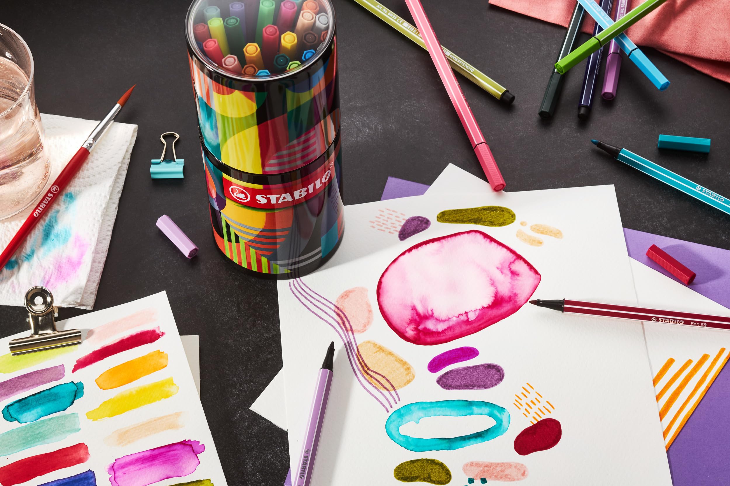 STABILO - Premium-Filzstift - Pen 68 - ARTY - 45er Metalldose - mit 45 Farben