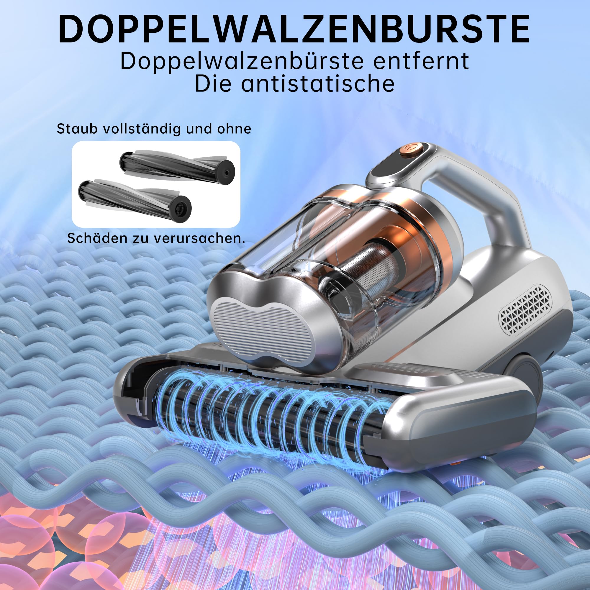 Milbensauger für Matratzen 16Kpa UV-Licht Hochleistungs-Staubsauger 99,9% Milbenentfernung