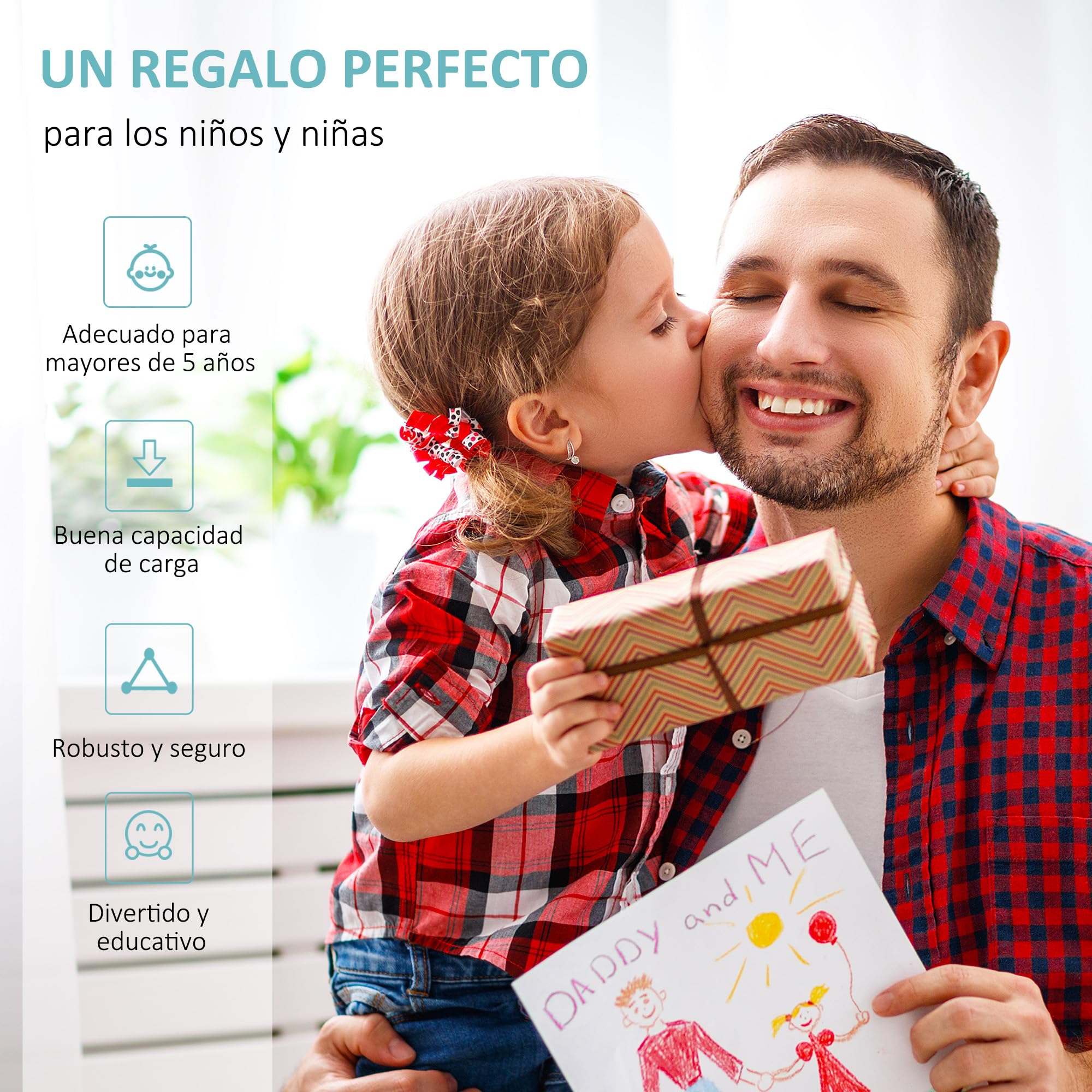 HOMCOM Patinete para Niños Manillar Ajustable 120x58x75-80 cm | +5 Años, Patinete Infantil, Doble Freno, Estructura de Acero, Carga 100 kg, para Adolescentes