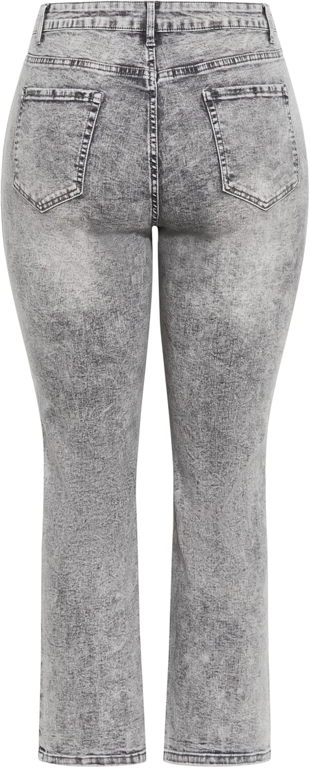 City Chic Plus Size Harley Keyla Straight Leg Soft Grey Jean - Image 6