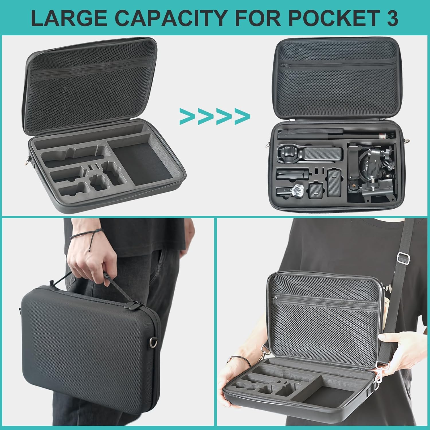 Accessories Kit for DJI Osmo Pocket 3 Case Magnetic Bracket Desktop Base Mount Selfie Stick Tripod Glass Screen Protector Suction Cup Chest Head Strap Backpack Clip Bundle for Pocket3