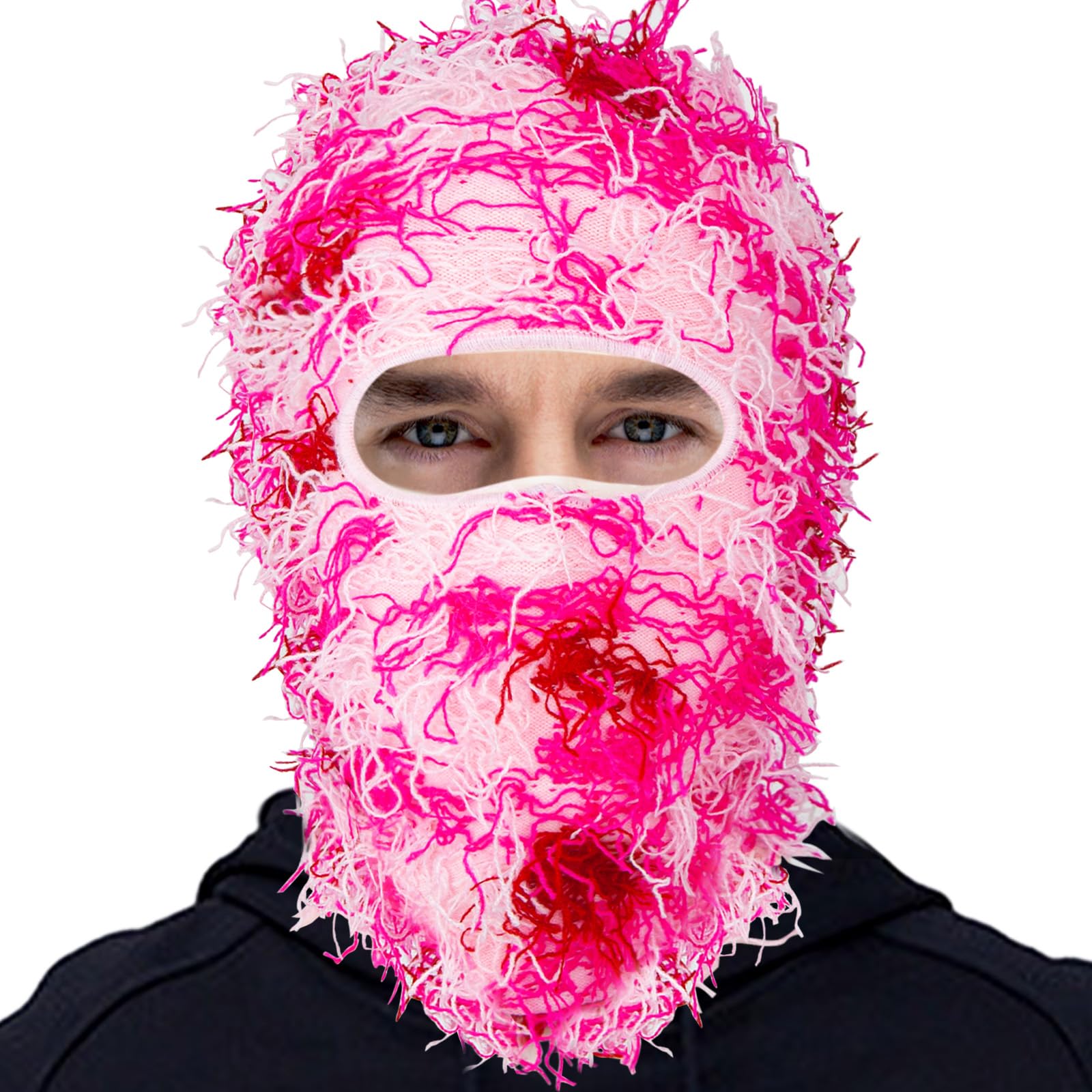 Distressed Balaclava Ski Mask Knitted Full Face Windproof Winter Premium Yeat Ski Mask for Men Women Cream