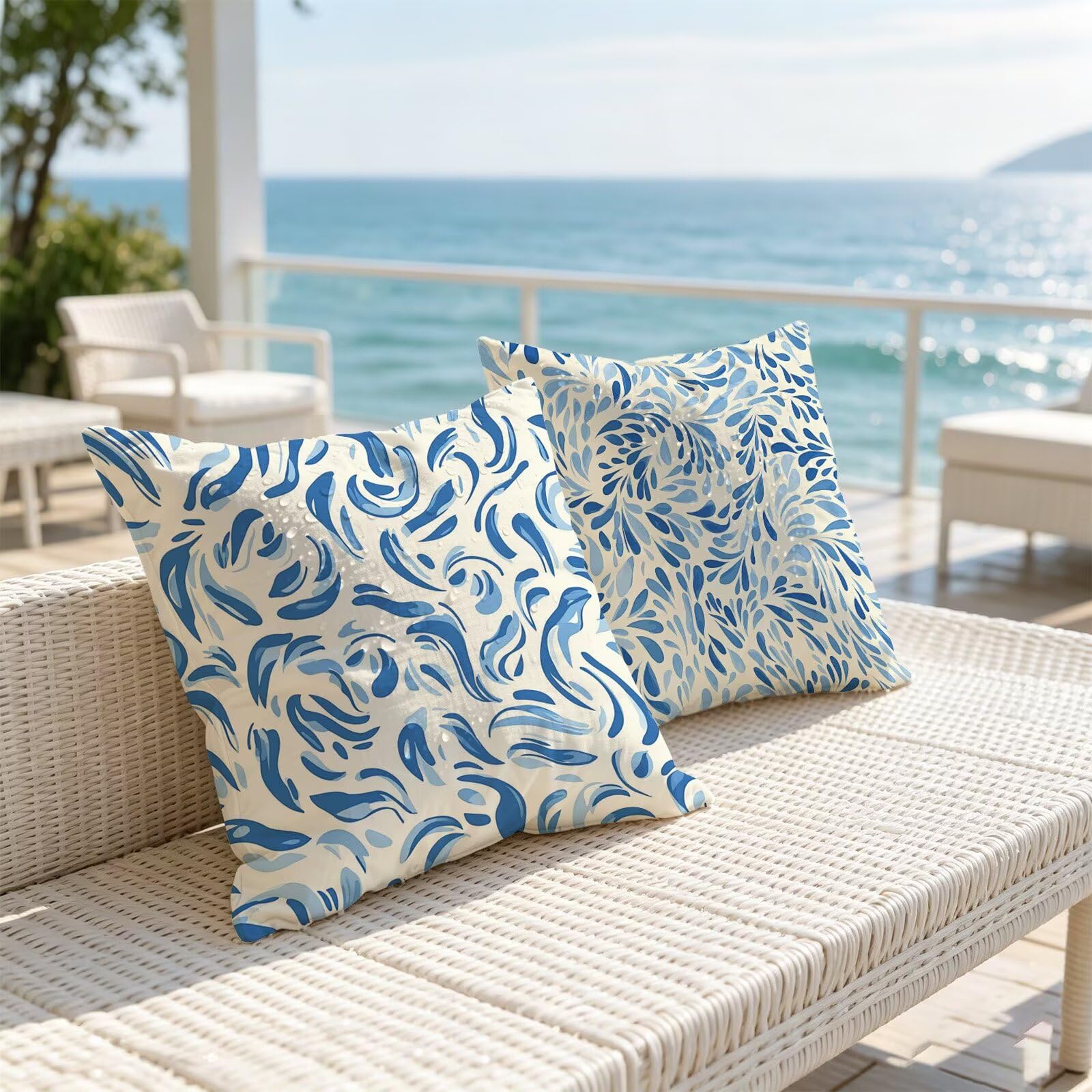 Fundas Cojines 80x80cm Juego de 2, Azul Resumen (7) Patrón Fundas de Cojines Exterior Impermeable in Terciopelo, con Cremallera Invisible, Funda Cojin Sofa para Decoración Hogar Dormitorio t9n-340
