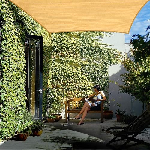 Miniatura 7 de Eden's Decor - Toldo rectangular de borde plano, con bloqueo de rayos UV, para patio, piscina y cubierta de pérgola., Trigo