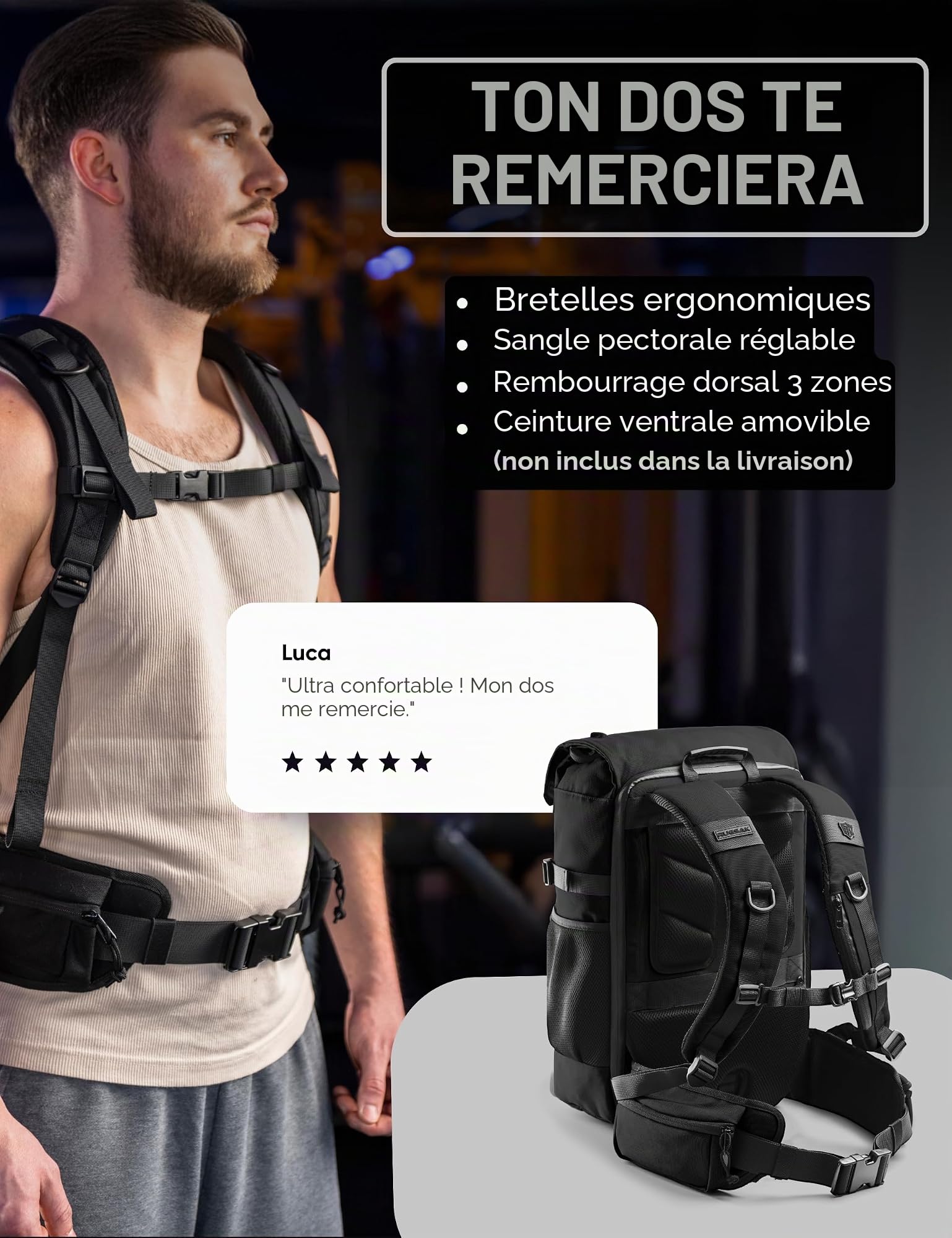 RS RUGSAK Original 3.0 | Sac à dos rolltop neutre en CO2 [3-Size-Technology] avec compartiment pour ordinateur portable 18" | Résistant à l'eau | pour le travail, l'école et le sport | Femme et Homme