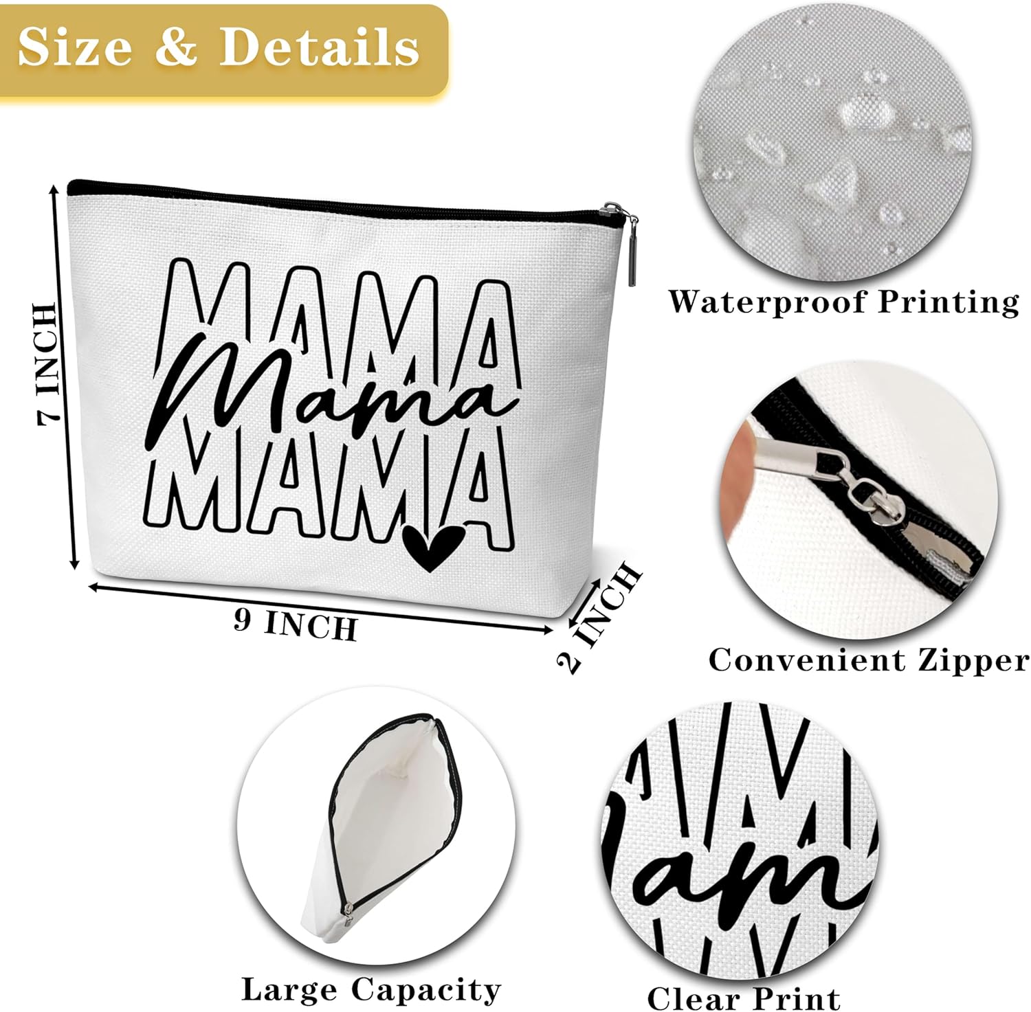 GREOXG Mama Makeup Bag, Mother's Day Birthday Gifts, Mom Thank You Cosmetic Bag Gifts for Mom Woman-C03 - Image 2