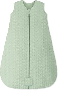 Unnivoll Baby Sleep Sack 6-12 Months TOG 2.5 Winter Baby Wearable Blanket, 100% Cotton Fabric Newborn Infant Sleeping Sack 2-Way Zipper Quilted Baby Sleep Bag, Warm Soft Green