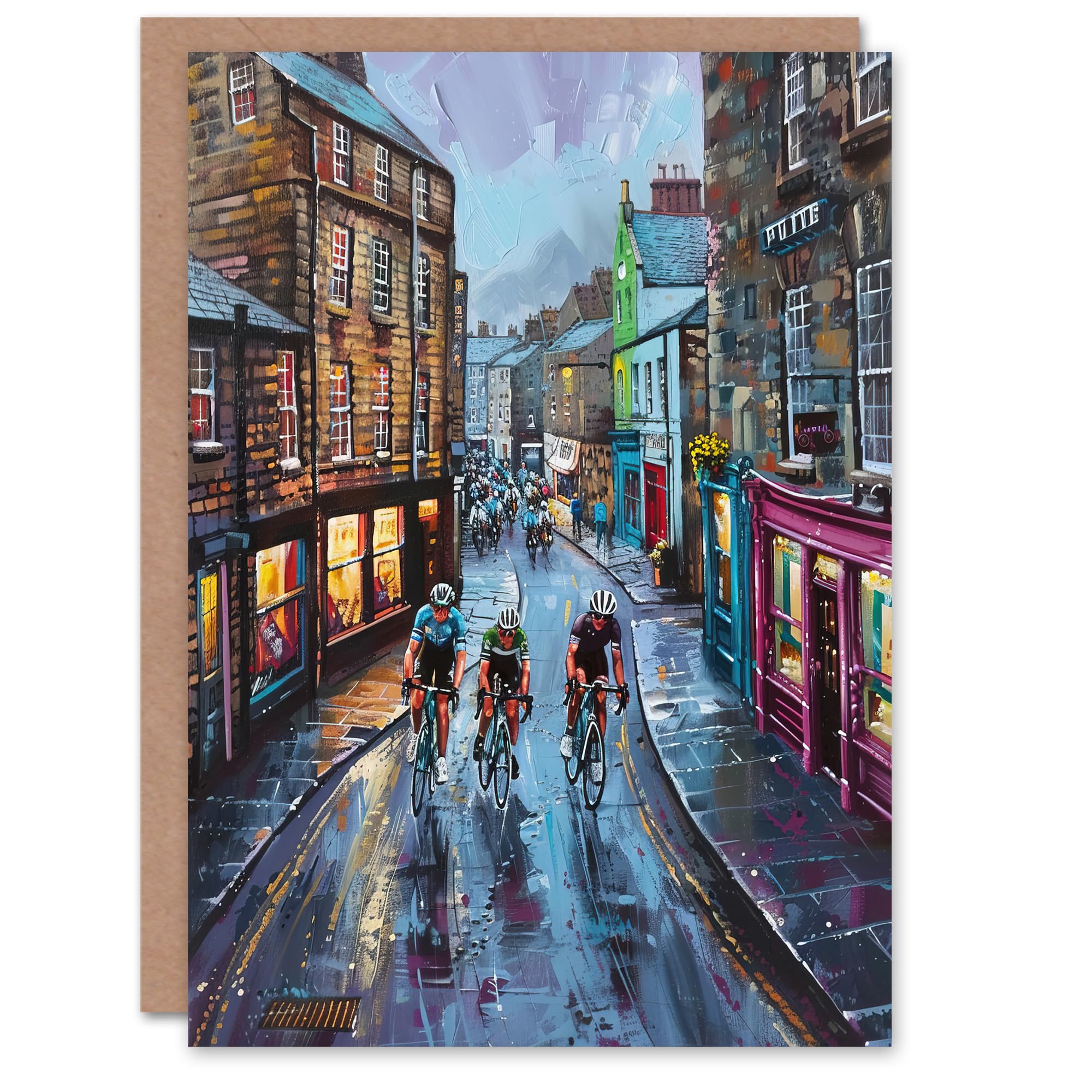 Artery8 Cyclists Tour De Yorkshire Race Birthday Art Card