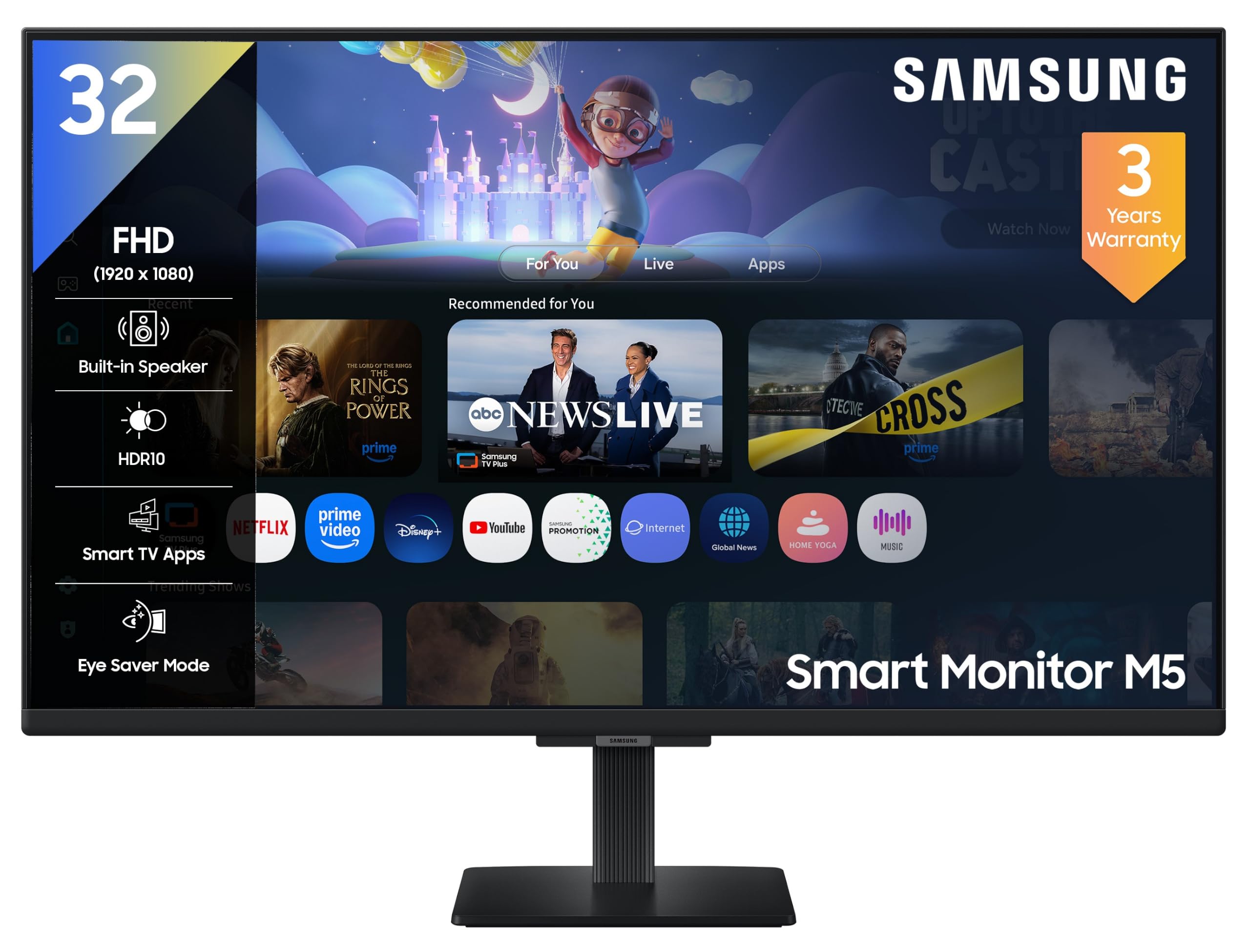 price history - Samsung 32" (80cm) M5 Smart Monitor with Smart TV Experience|FHD 1920 x 1080|Screen Mirroring TV Plus|Speakers|Adaptive Sound|Wi-Fi|HDMI|Bluetooth|LS32FM500EWXXL|Black