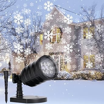 Christmas Snowflake Projector Lights - Outdoor Led Snowfall Show Lights, Waterproof Landscape Decorative Xmas Holiday Party Garden Patio Indoor Home Decoration Show