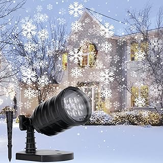 Christmas Snowflake Projector Lights - Outdoor Led Snowfall Show Lights, Waterproof Landscape Decorative Xmas Holiday Party Garden Patio Indoor Home Decoration Show