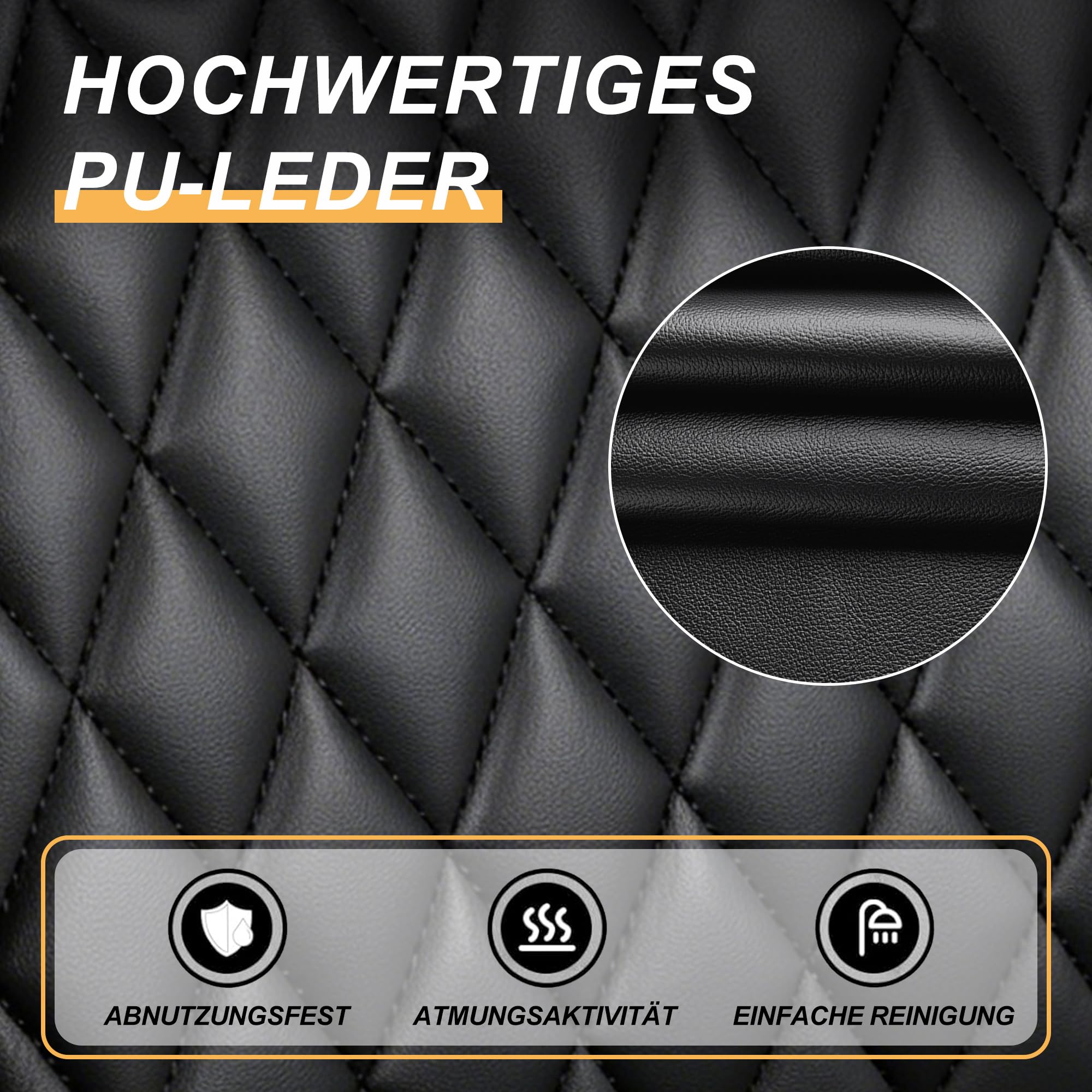 Andyou ergonomischer Bürostuhl – höhenverstellbar, Rückenlehne 17° neigbar, 90° klappbare Armlehnen, atmungsaktives PU-Leder, Drehsessel mit Rollen, belastbar bis 130 kg, schwarz