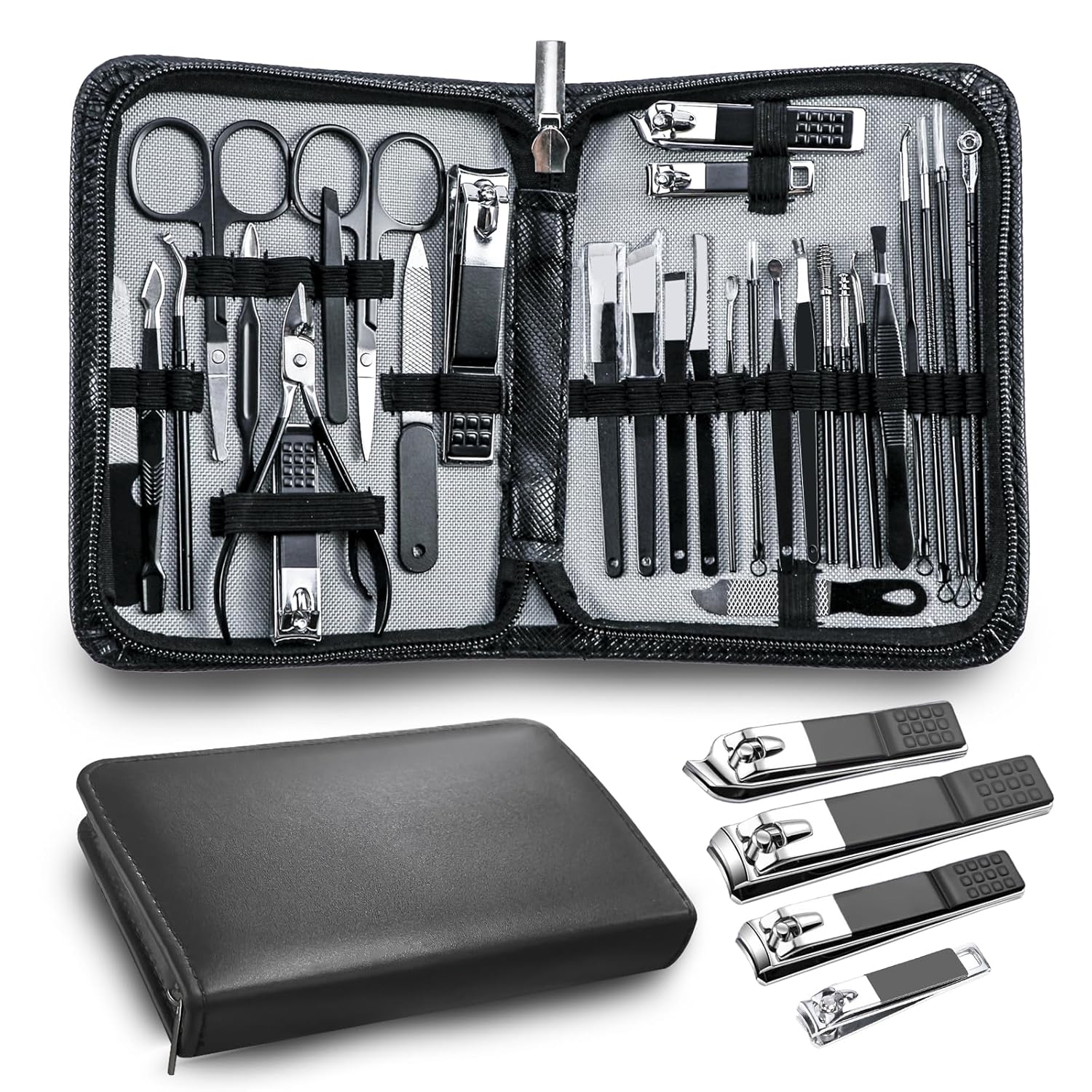Manicure kit Personal Care Mens Grooming Kit, 30 in 1 Professional Nails Kit Pedicure Kit, Nail Clippers for Men and Beauty Tool Portable Set, with Luxurious Travel Case (Black) Manicure kit Personal Care Mens Grooming Kit, 30 in 1 Professional Nails Kit Pedicure Kit, Nail Clippers for Men and Beauty Tool Portable Set, with Luxurious Travel Case (Black)