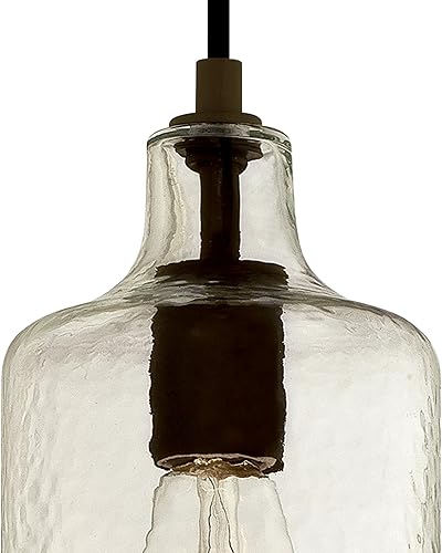 Miniatura 3 de Westinghouse Lighting 6328900 Carmen - Mini colgante de interior de una sola luz, acabado de bronce aceitado con vidrio texturizado transparente