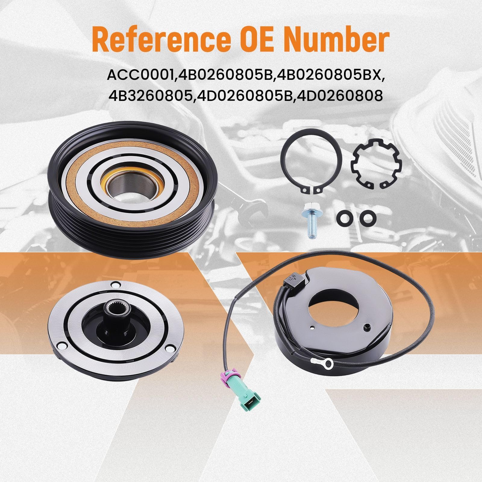 maXpeedingrods 4B0260805B, 4B0260805BX 12 V sprzęgło magnetyczne sprężarki klimatyzacji sprzęgło do Audi A4 Porsche 911 996 997 VW Passat 3B3 Variant 3B6 Skoda Superb 3U4 4B3260805, 4D0260805B
