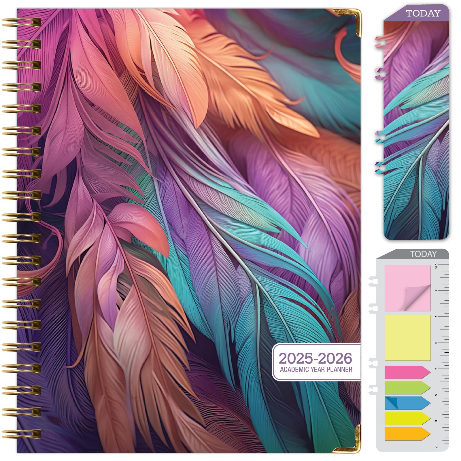 HARDCOVER Academic Year 2025-2026 Planner: (June 2025 Through July 2026) 8.5"x11" Daily Weekly Monthly Planner Yearly Agenda. Bookmark, Pocket Folder