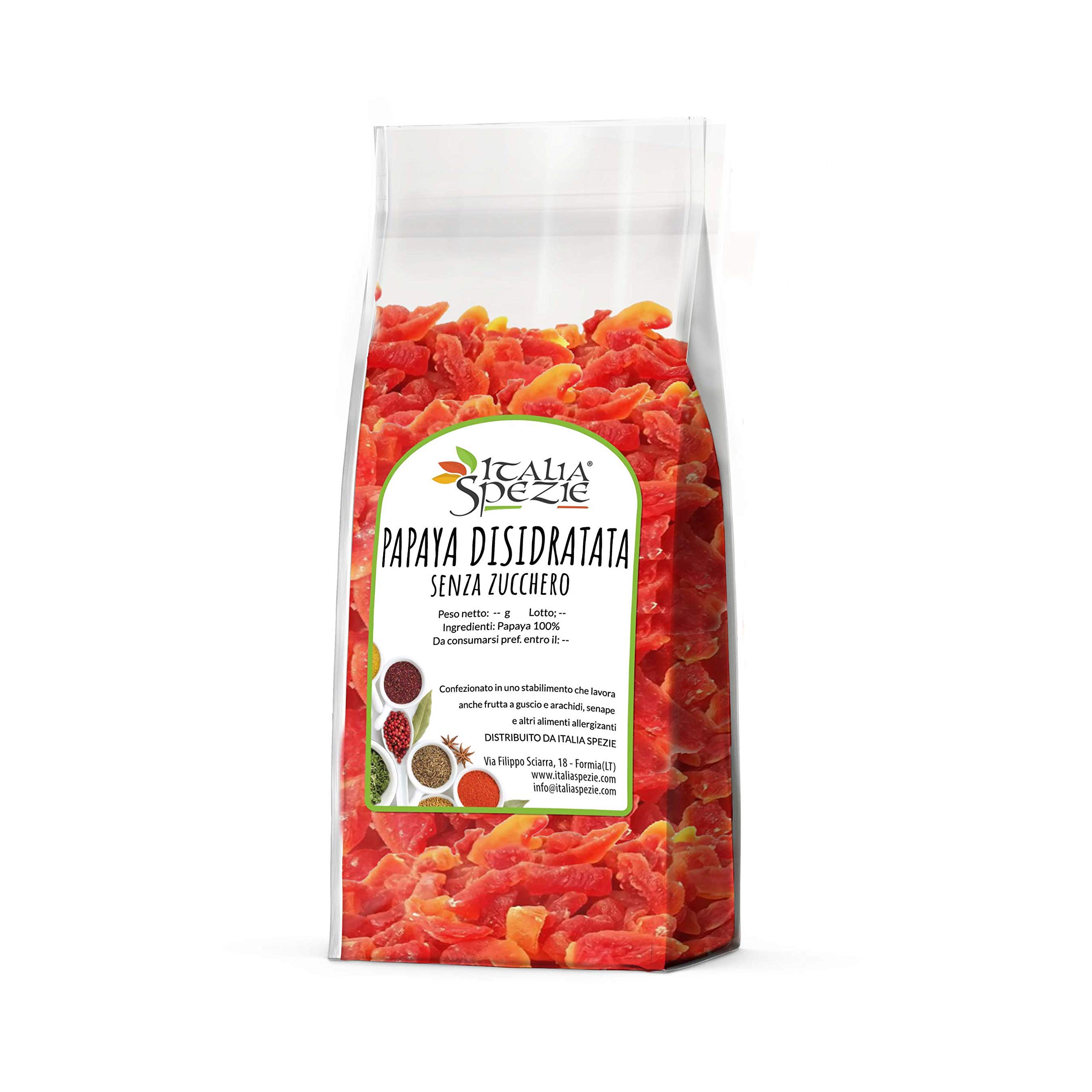 Papaya Senza Zucchero 1 Kg - Prima Scelta - 100% Papaya - Disidratata al Naturale - Italia Spezie