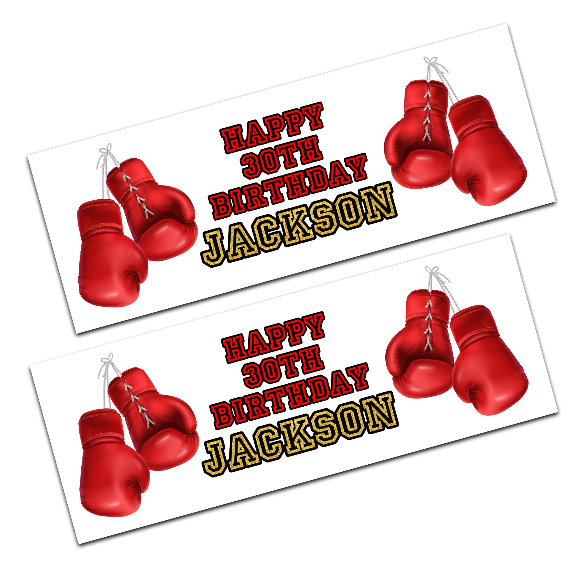 x2 Boxing Gloves Personalised Happy Birthday Name Banners