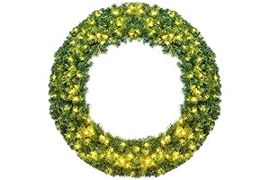 Goplus 48 Inch Pre-lit Cordless Artificial Christmas Wreath