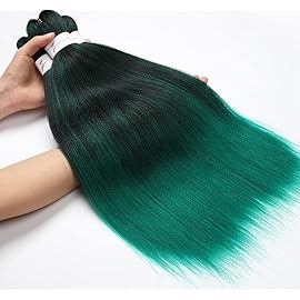 Pre-Stretched Braiding Hair, 14 inch Braiding Hair 8 Packs Ombre Black to Green Professional Soft Yaki Texture, No Itch, Hot Water Setting Hair Extensions for Braids (14in,1B/Green)