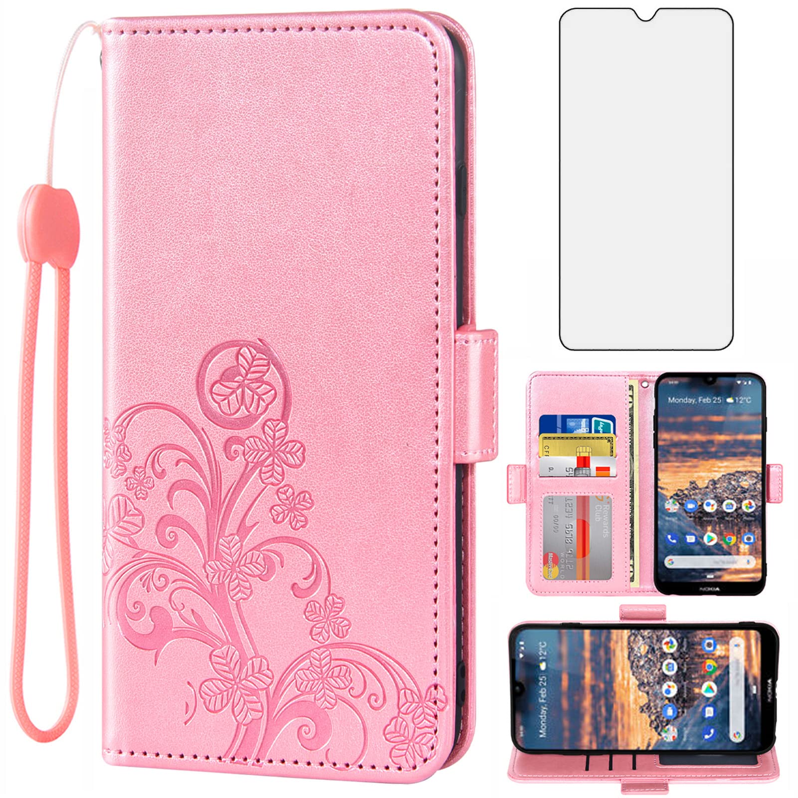 Asuwish Funda Para Teléfono Nokia 2.4 Con Protector De De Y Verde