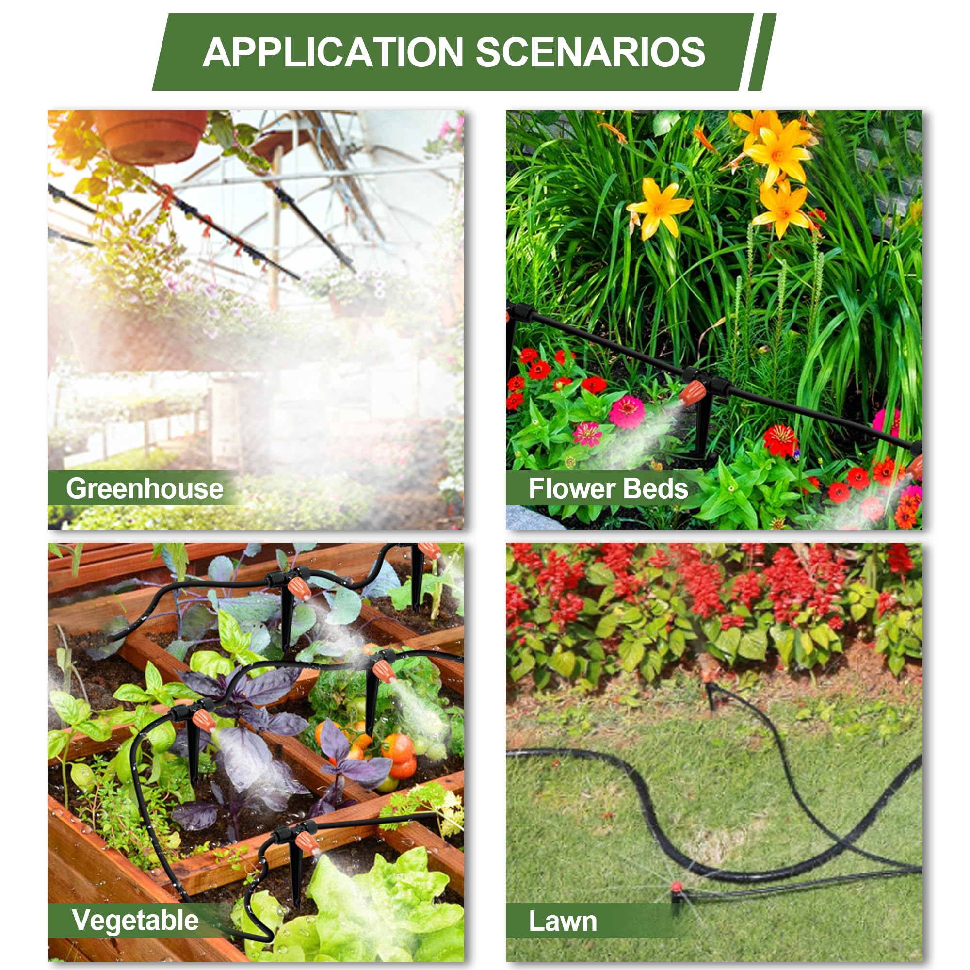 Kit de riego por goteo para jardín, sistema de riego de cama elevada de conexión rápida de 230 pies, accesorios para plantas, kit de línea de goteo para invernadero, juego de microaspersores para